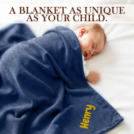 Personalized Baby Blanket with Embroidered Name - Navy Blue