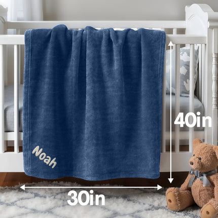 Personalized Baby Blanket with Embroidered Name - Navy Blue