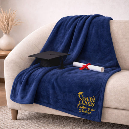 Personalized Fleece Throw Blanket – Custom Name 60x80 Cozy Graduation Gift Class of 2026