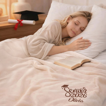 Personalized Fleece Throw Blanket – Custom Name 60x80 Cozy Graduation Gift Class of 2026