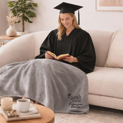 Personalized Fleece Throw Blanket – Custom Name 60x80 Cozy Graduation Gift Class of 2026