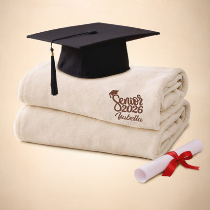 Personalized Fleece Throw Blanket – Custom Name 60x80 Cozy Graduation Gift Class of 2026