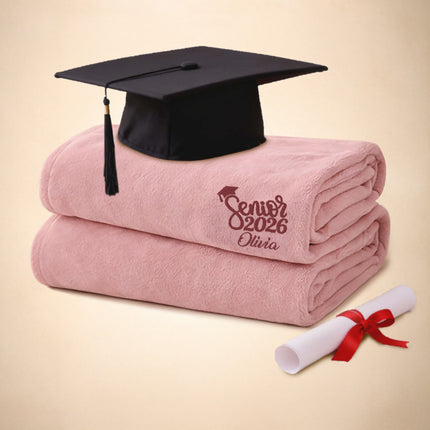 Personalized Fleece Throw Blanket – Custom Name 60x80 Cozy Graduation Gift Class of 2026