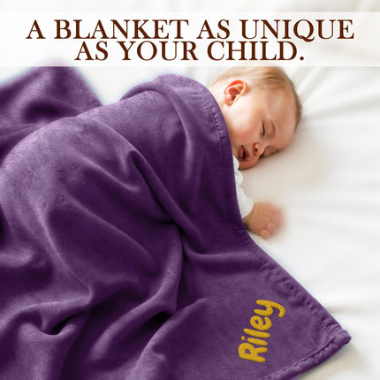 Personalized Baby Blanket with Embroidered Name - Purple