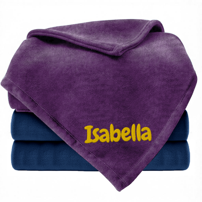 Personalized Baby Blanket with Embroidered Name - Purple
