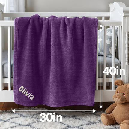 Personalized Baby Blanket with Embroidered Name - Purple