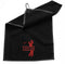 Black towel with red 'LUCAS' logo on a white background