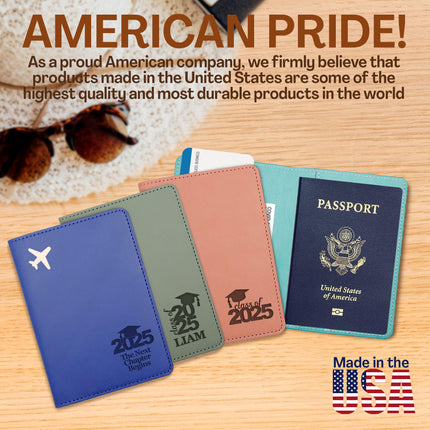 Personalized Passport Holder Cover Case with Engraved Name