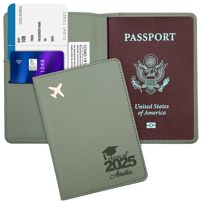 Personalized Passport Holder Cover Case with Engraved Name