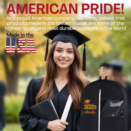 Personalized Black GarmentBag with Name for Graduation Outfits, Class of 2025