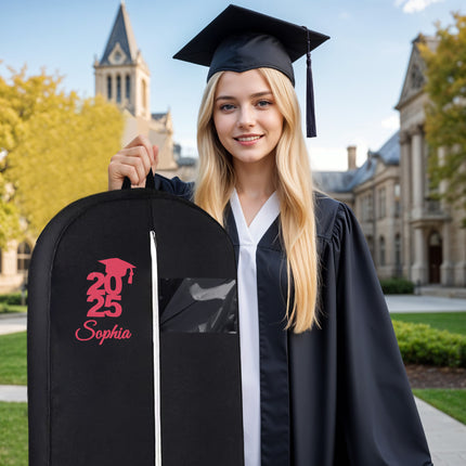 Personalized Black GarmentBag with Name for Graduation Outfits, Class of 2025