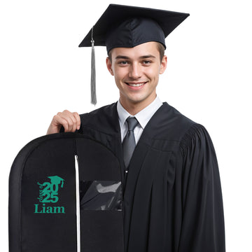 Personalized Black Garment bag for Hanging Clothes with Name for Graduation Outfits, Class of 2025