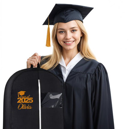 Personalized Black GarmentBag with Name for Graduation Outfits, Class of 2025