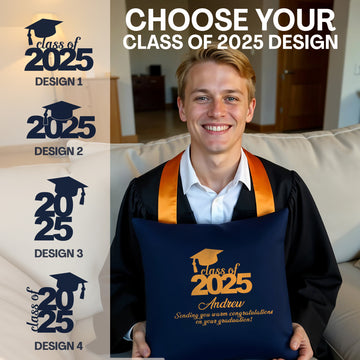 Customized Pillow Cover Class of 2025 Graduation Gift, Custom Pillow Case with Name - 18x18