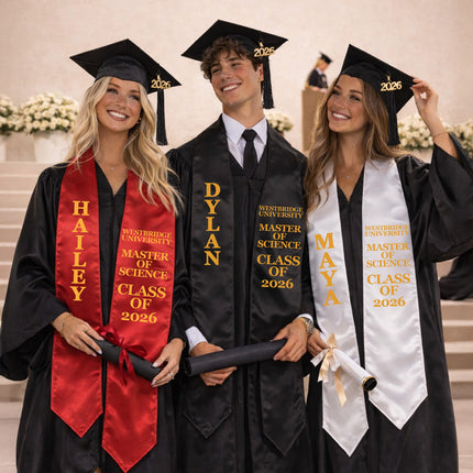 Personalized Graduation Stole – Custom Name Class of 2026 (70”)