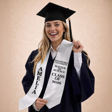 Personalized Graduation Stole – Custom Name Class of 2026 (70”)