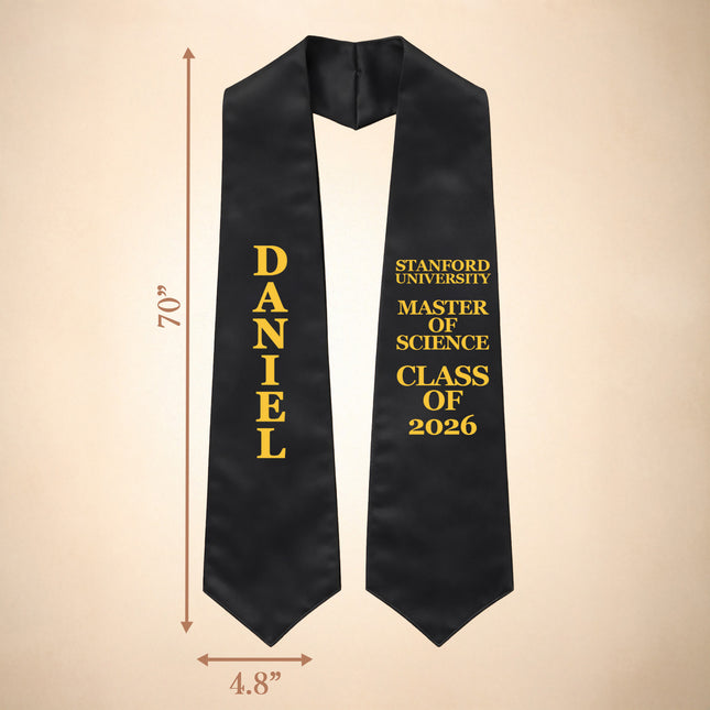 Personalized Graduation Stole – Custom Name Class of 2026 (70”)