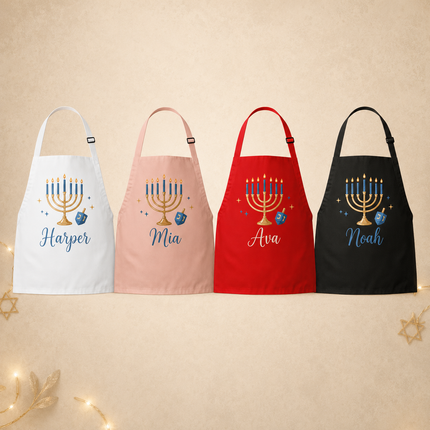 Personalized Hanukkah Kids Apron for Kitchen with Name