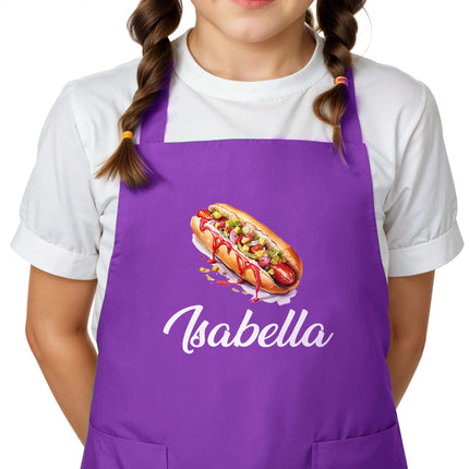Personalized Kids Apron for Cooking, Food Designs Unisex Aprons, Pancake, Burger, Hotdog, Popcorn, Cupcake