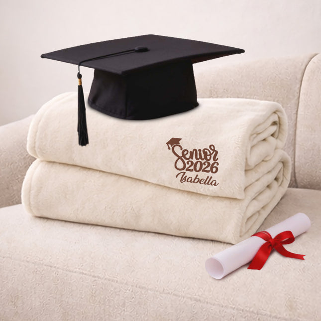 Personalized Fleece Throw Blanket – Custom Name 60x80 Cozy Graduation Gift Class of 2026