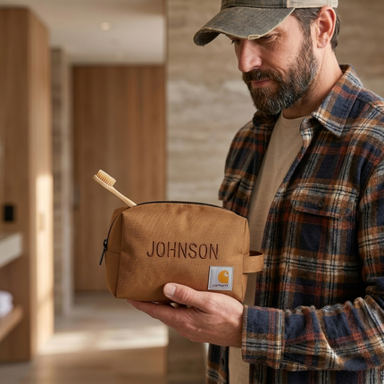 Personalized Embroidered Carhartt Travel Kit with Custom Name – Water-Resistant Toiletry Bag