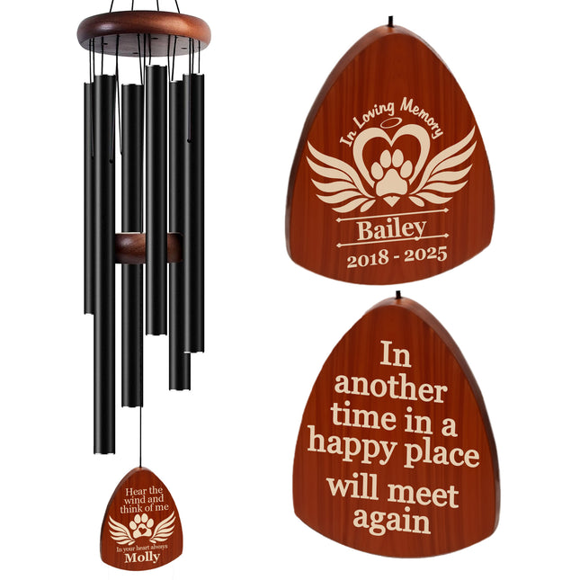 Personalized Pet Memorial Wind Chimes with Engraved Name