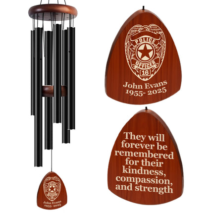 Personalized Policeman Memorial Wind Chimes with Custom Name
