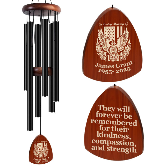 Personalized Firefighter Memorial Wind Chimes with Custom Name