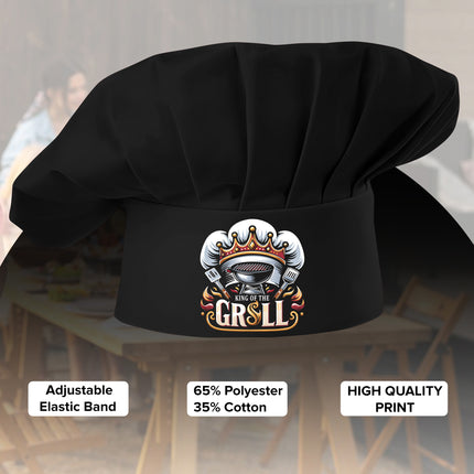 Personalized Grill Chef Hat, Adjustable King of The Grill BBQ Hat Accessory for Father, Dad, Custom BBQ Cooking Chef Hat for Men, Custom Chef Hat, Personalized Gift for Father's Day, Birthday