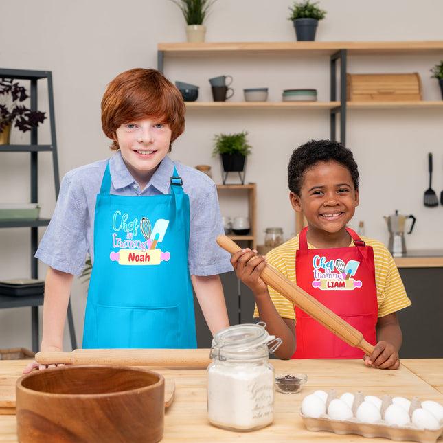 Personalized Red Kids Apron Chef In Training
