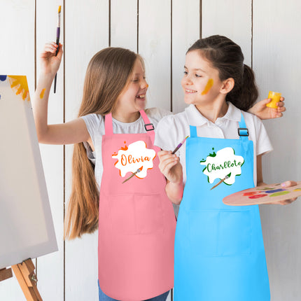 personalized kids apron for painting and craft with custom name custom childrens artist apron for crafting