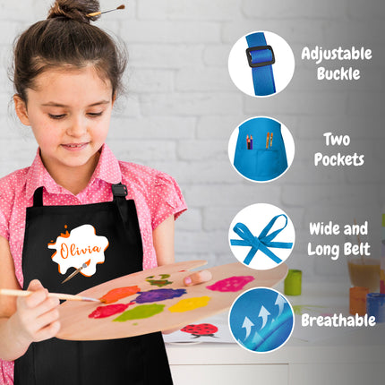 personalized kids apron for painting and craft with custom name custom childrens artist apron for crafting