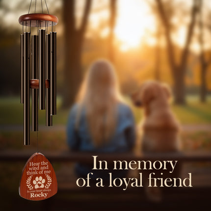 Personalized Pet Memorial Wind Chimes with Engraved Name