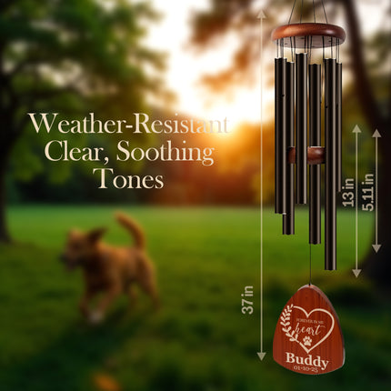 Personalized Pet Memorial Wind Chimes with Engraved Name