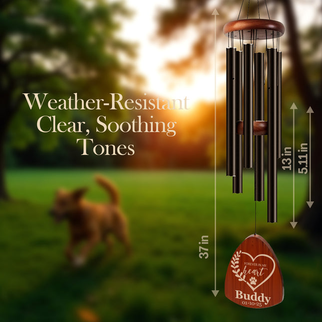 Personalized Pet Memorial Wind Chimes with Engraved Name