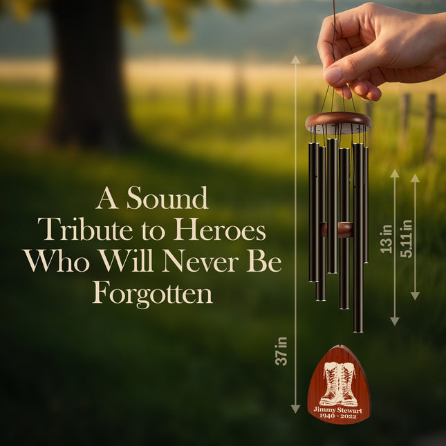 Personalized Veterans Memorial Wind Chimes with Custom Name