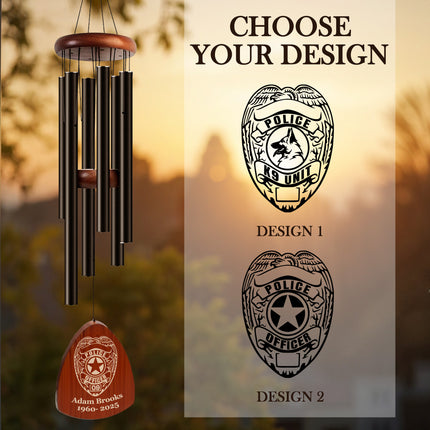 Personalized Policeman Memorial Wind Chimes with Custom Name