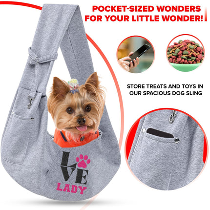 Embroidered Beige Pet Sling Carrier