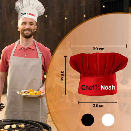 personalized red grill chef hat with custom name adjustable bbq accessory for father dad kitchen custom cooking chef hat for men