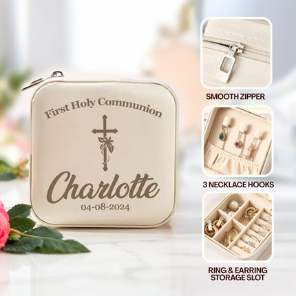 Custom Engraved First Communion Jewelry Box for Girls