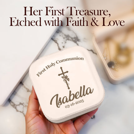 Custom Engraved First Communion Jewelry Box for Girls