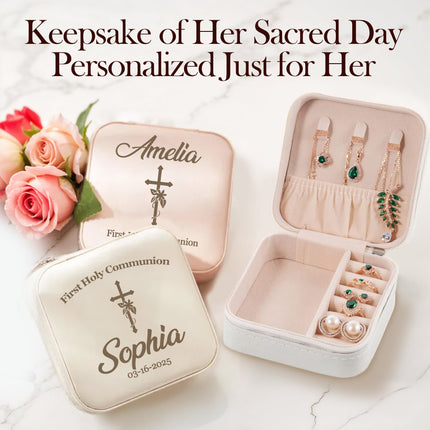 Custom Engraved First Communion Jewelry Box for Girls