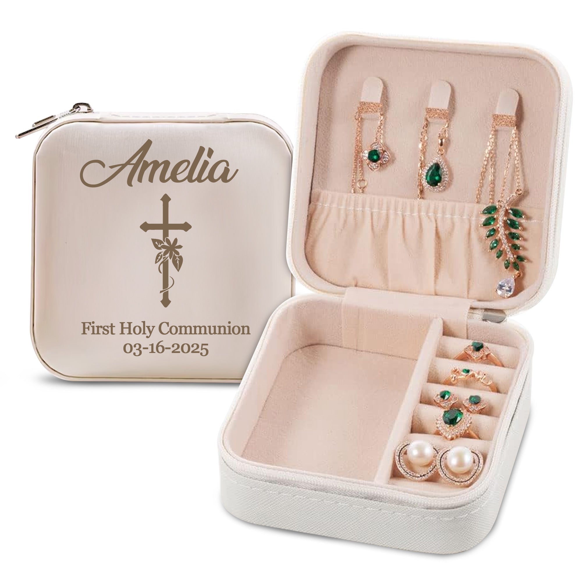 Custom Engraved First Communion Jewelry Box for Girls