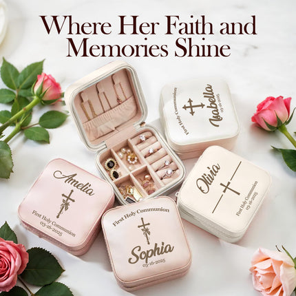 Custom Engraved First Communion Jewelry Box for Girls