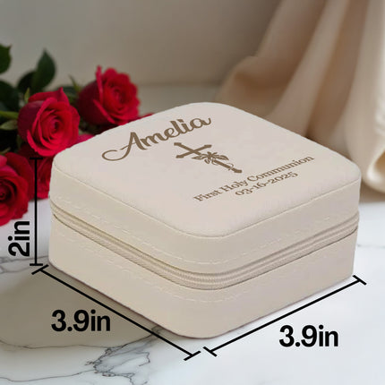 Custom Engraved First Communion Jewelry Box for Girls