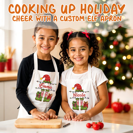 Personalized Kids Apron for Kitchen with Name - Elf
