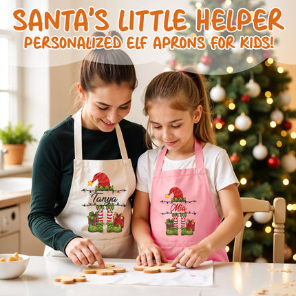Personalized Kids Apron for Kitchen with Name - Elf