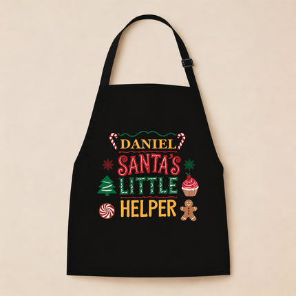 Custom Kids Christmas Apron for Kitchen with Nam - Santa's Little Helper