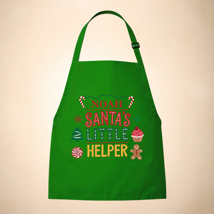 Custom Kids Christmas Apron for Kitchen with Nam - Santa's Little Helper