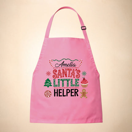 Custom Kids Christmas Apron for Kitchen with Nam - Santa's Little Helper